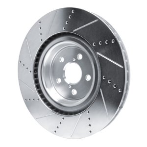 Lexus RC F Brake Rotor (1) - Right Front - R1 Concepts - Drilled & Slotted - Silver - `15-`22